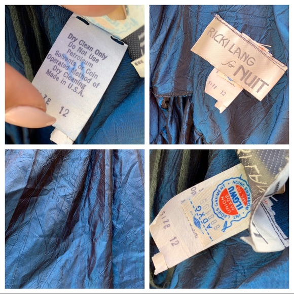 🌀Vintage Metallic Blue & Black Strapless Gown 🌀 - Picture 2 of 8